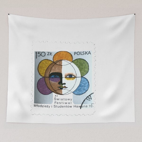 Item preview, Poland Polska Polish Vintage Sun Face Postage Stamp designed and sold by red-amber65.