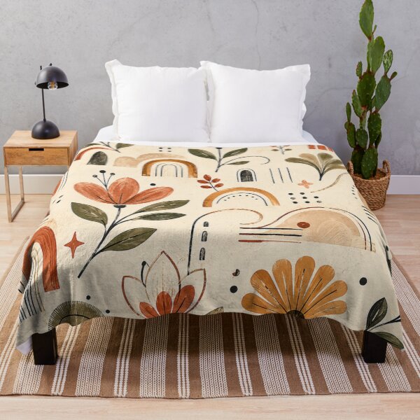 Item preview, Retro Boho Floral Rainbow Pattern – Abstract Botanical Seamless Design designed and sold by Barelythere2324.