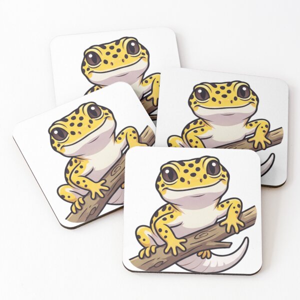 Item preview, Cute Leopard Gecko Branch Sticker Illustration designed and sold by HoneyBreezeCo.