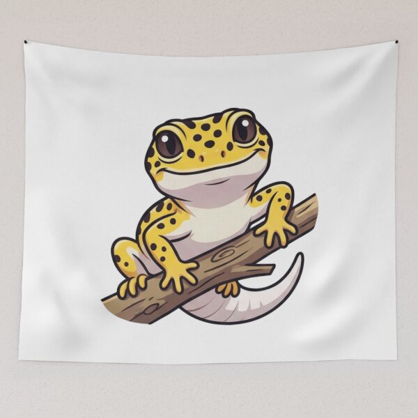 Item preview, Cute Leopard Gecko Branch Sticker Illustration designed and sold by HoneyBreezeCo.