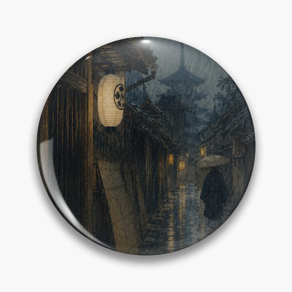 Item preview, Rainy Kyoto Alley Ukiyo-e Wall Art Japanese Night Street Print designed and sold by Vandy Fullam.