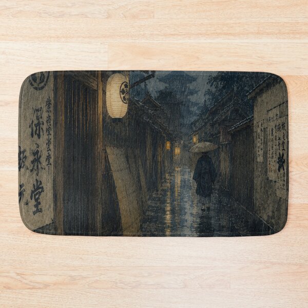 Item preview, Rainy Kyoto Alley Ukiyo-e Wall Art Japanese Night Street Print designed and sold by Vandy Fullam.