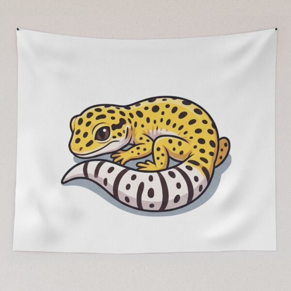 Item preview, Curled Leopard Gecko Cute Reptile Art designed and sold by HoneyBreezeCo.