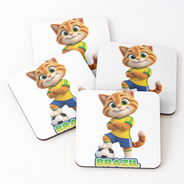 Item preview, Sticker - Decal - Brazil Cat Soccer Spirit designed and sold by ForeverPrintsOK.