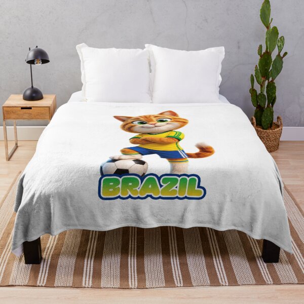 Item preview, Sticker - Decal - Brazil Cat Soccer Spirit designed and sold by ForeverPrintsOK.