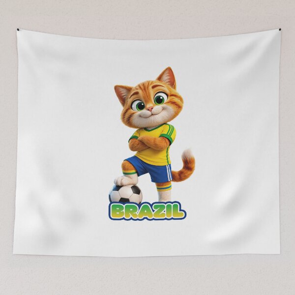 Item preview, Sticker - Decal - Brazil Cat Soccer Spirit designed and sold by ForeverPrintsOK.