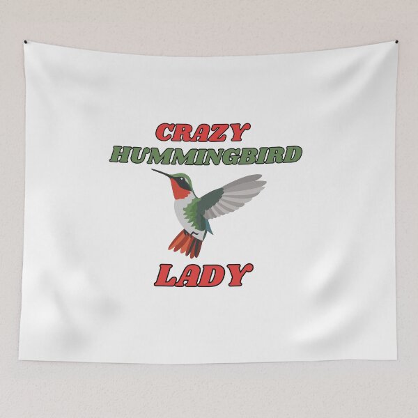 Item preview, Crazy Hummingbird Lady Bird Lover Red Green Stylistic  designed and sold by julyperson.