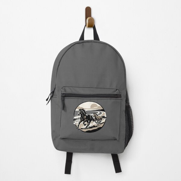 Item preview, Two Wild Horses Galloping on Beach - Freedom Retro Emblem designed and sold by SilentPowerArt.