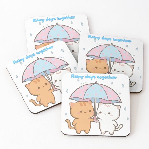 Item preview, Rainy Days Together – Cute Cats with Umbrella Design designed and sold by AARA DESIGNS.