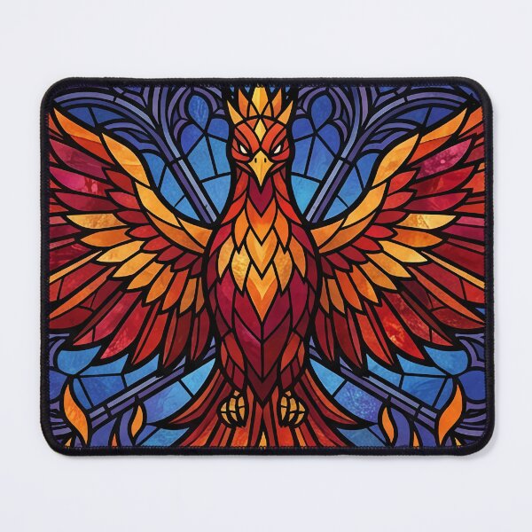 Item preview, Rising Phoenix Fire Rose Window Stained Glass designed and sold by PerfectTerrible.