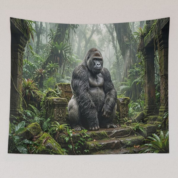 Item preview, Silverback Gorilla King on Ancient Jungle Throne designed and sold by Natural life.
