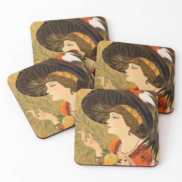 Item preview, Woman in profile, bust-length, smoking Georges de Feure - Art Nouveau Fashion Portrait for Vintage Elegance Collectors designed and sold by RickE.