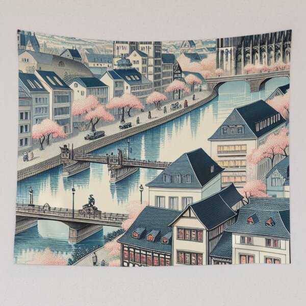 Item preview, Magdeburg Germany Ukiyo-e Wall Art Japanese Style Cathedral Print designed and sold by Vandy Fullam.