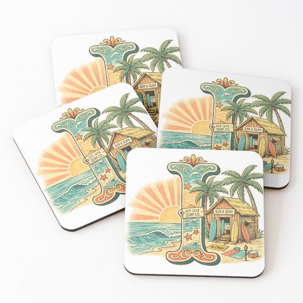 Item preview, Letter I Tropical Beach Surf Retro Initial Art — Summer Hawaii Gift Sticker designed and sold by irfanshikh.