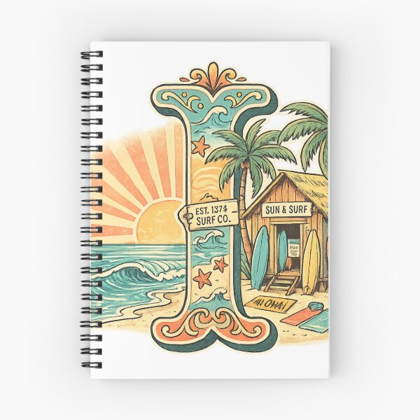 Item preview, Letter I Tropical Beach Surf Retro Initial Art — Summer Hawaii Gift Sticker designed and sold by irfanshikh.