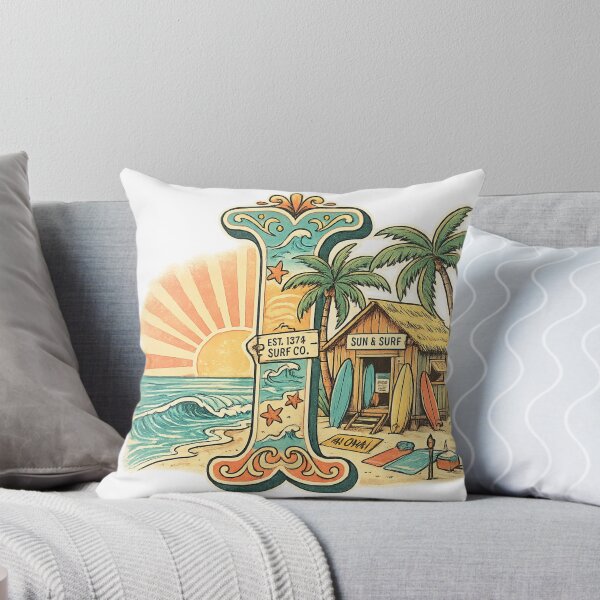 Item preview, Letter I Tropical Beach Surf Retro Initial Art — Summer Hawaii Gift Sticker designed and sold by irfanshikh.