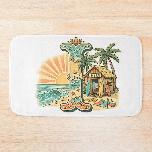 Item preview, Letter I Tropical Beach Surf Retro Initial Art — Summer Hawaii Gift Sticker designed and sold by irfanshikh.