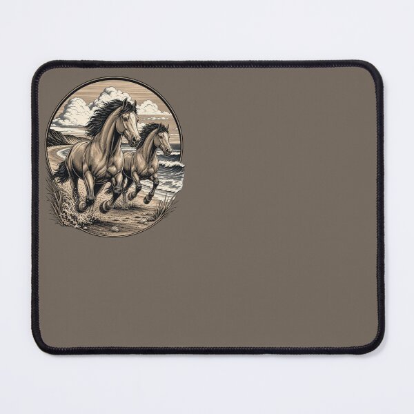Item preview, Wild Horses Galloping on Beach at Sunset - Epic Retro Emblem designed and sold by SilentPowerArt.