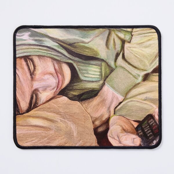 Item preview, Cozy LoFi Aesthetic Drawing of Person Sleeping in Green Hoodie designed and sold by lydiacosyart.