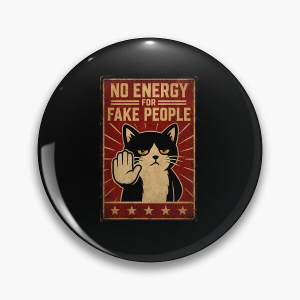 Item preview, Grumpy Black Cat Retro Poster With No Energy For Fake People designed and sold by Modaozushi216.
