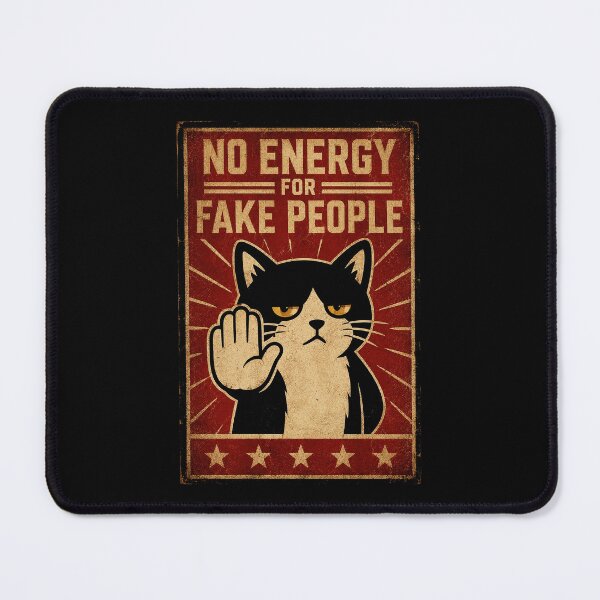Item preview, Grumpy Black Cat Retro Poster With No Energy For Fake People designed and sold by Modaozushi216.