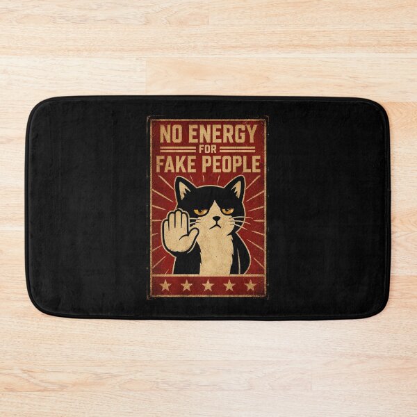 Item preview, Grumpy Black Cat Retro Poster With No Energy For Fake People designed and sold by Modaozushi216.