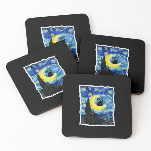 Item preview, Moonlit Black Cat Dreamscape Swirl Sky Painterly Night Scene designed and sold by JordynLadukeg65.