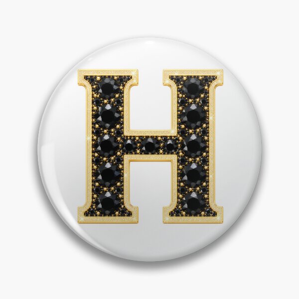 Item preview, Letter H Gold & Black Gems designed and sold by Rosy Images California.