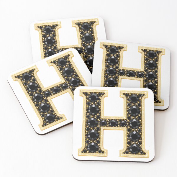 Item preview, Letter H Gold & Black Gems designed and sold by Rosy Images California.