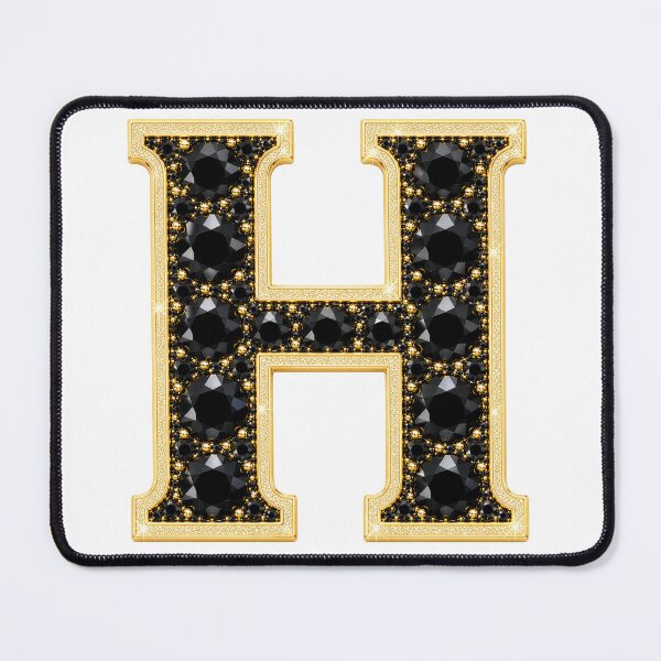 Item preview, Letter H Gold & Black Gems designed and sold by Rosy Images California.