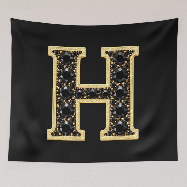 Item preview, Letter H Gold & Black Gems designed and sold by Rosy Images California.