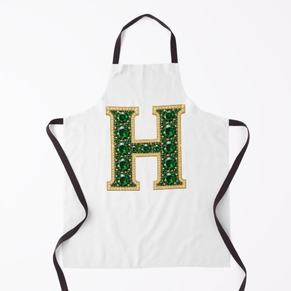 Item preview, Letter H Gold & Green Gems designed and sold by Rosy Images California.