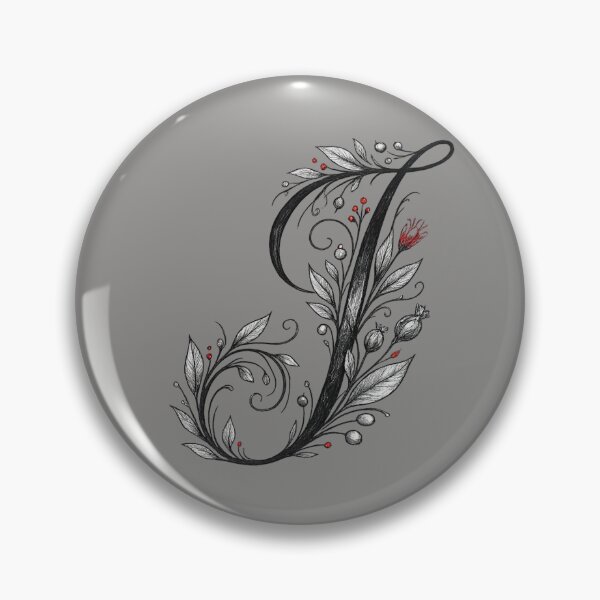 Item preview, Letter J Black Ink Botanical Floral Initial Art — Minimalist Elegant Gift Sticker designed and sold by irfanshikh.