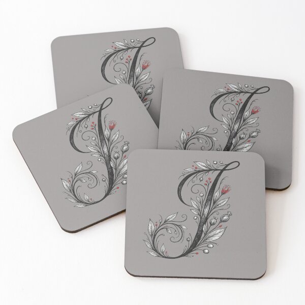 Item preview, Letter J Black Ink Botanical Floral Initial Art — Minimalist Elegant Gift Sticker designed and sold by irfanshikh.