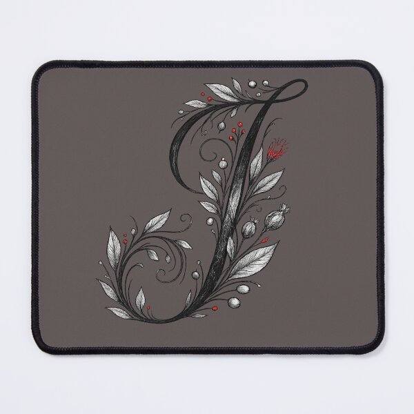 Item preview, Letter J Black Ink Botanical Floral Initial Art — Minimalist Elegant Gift Sticker designed and sold by irfanshikh.