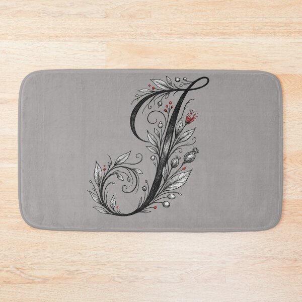 Item preview, Letter J Black Ink Botanical Floral Initial Art — Minimalist Elegant Gift Sticker designed and sold by irfanshikh.