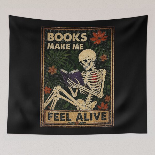 Item preview, Vintage Skeleton Reading Books Make Me Feel Alive Gothic Botanical designed and sold by ferminhays.