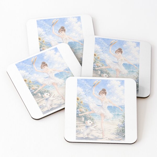 Item preview, Ballerina & Westie — Summer by the Sea | Anime Watercolor Illustration designed and sold by ballerinadogs.