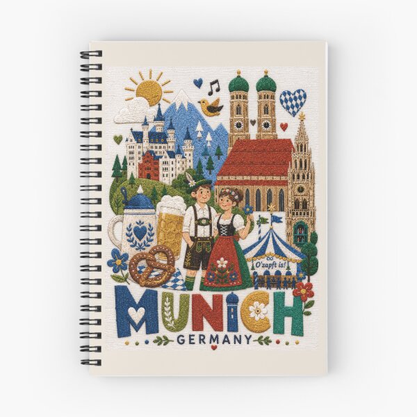 Item preview, Munich Germany Embroidered Folk Travel Poster designed and sold by Witsprings.