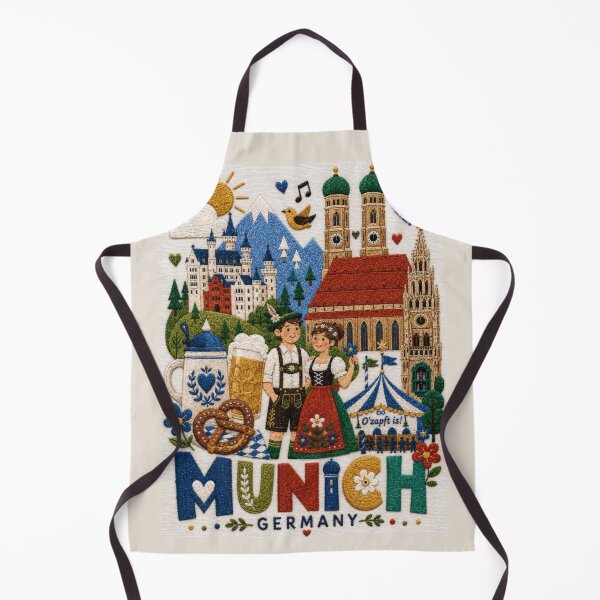 Item preview, Munich Germany Embroidered Folk Travel Poster designed and sold by Witsprings.
