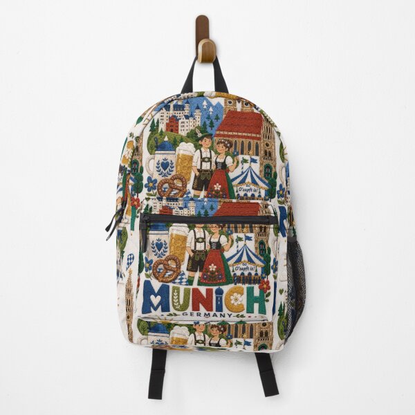 Item preview, Munich Germany Embroidered Folk Travel Poster designed and sold by Witsprings.