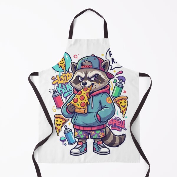 Item preview, Funny Raccoon Eating Pizza – Colorful Cartoon Streetwear Style Illustration designed and sold by PixelStyle Studio.