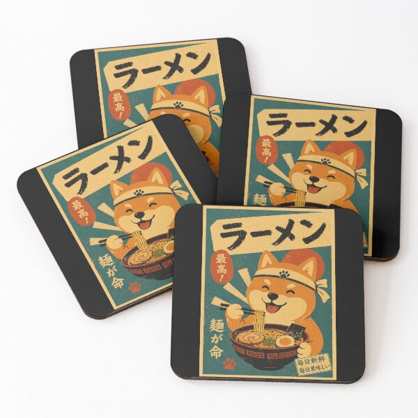 Item preview, Happy Shiba Inu Ramen Poster in Vintage Japanese Noodle Style designed and sold by eliramaison.