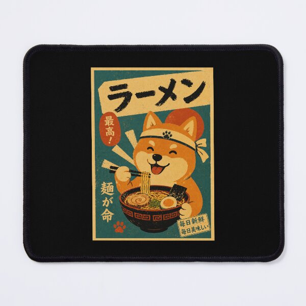 Item preview, Happy Shiba Inu Ramen Poster in Vintage Japanese Noodle Style designed and sold by eliramaison.