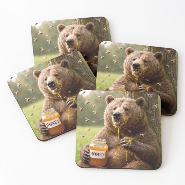 Item preview, Bear Enjoying Honey with Bees designed and sold by Maria Dryfhout.