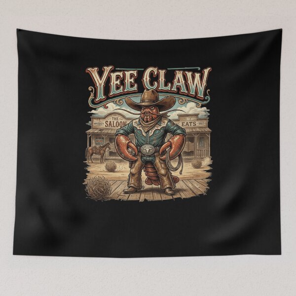 Item preview, YEE CLAW Lobster Cowboy Wild West Saloon funny pun designed and sold by snowry.
