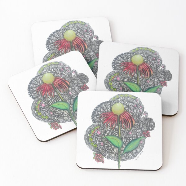 Item preview, Zentangle Inspired Coneflower with Intricate Patterns designed and sold by LorieFossaArt.