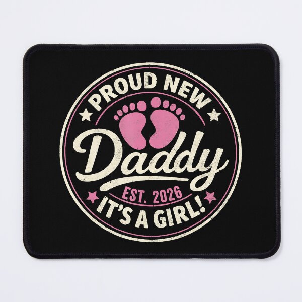 Item preview, Proud New Daddy Est 2026 Retro Baby Girl Footprint designed and sold by zamiokaline.