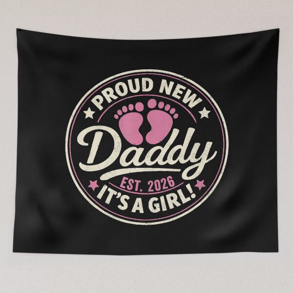Item preview, Proud New Daddy Est 2026 Retro Baby Girl Footprint designed and sold by zamiokaline.