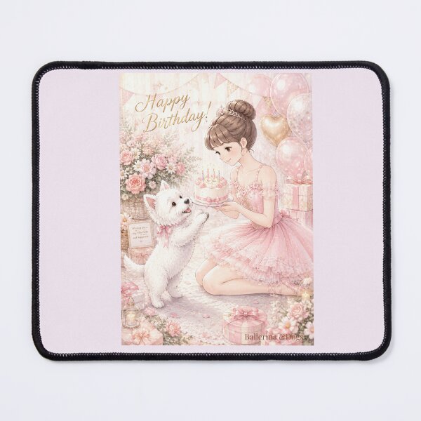 Item preview, Ballerina & Westie — Happy Birthday | Anime Watercolor Illustration designed and sold by ballerinadogs.